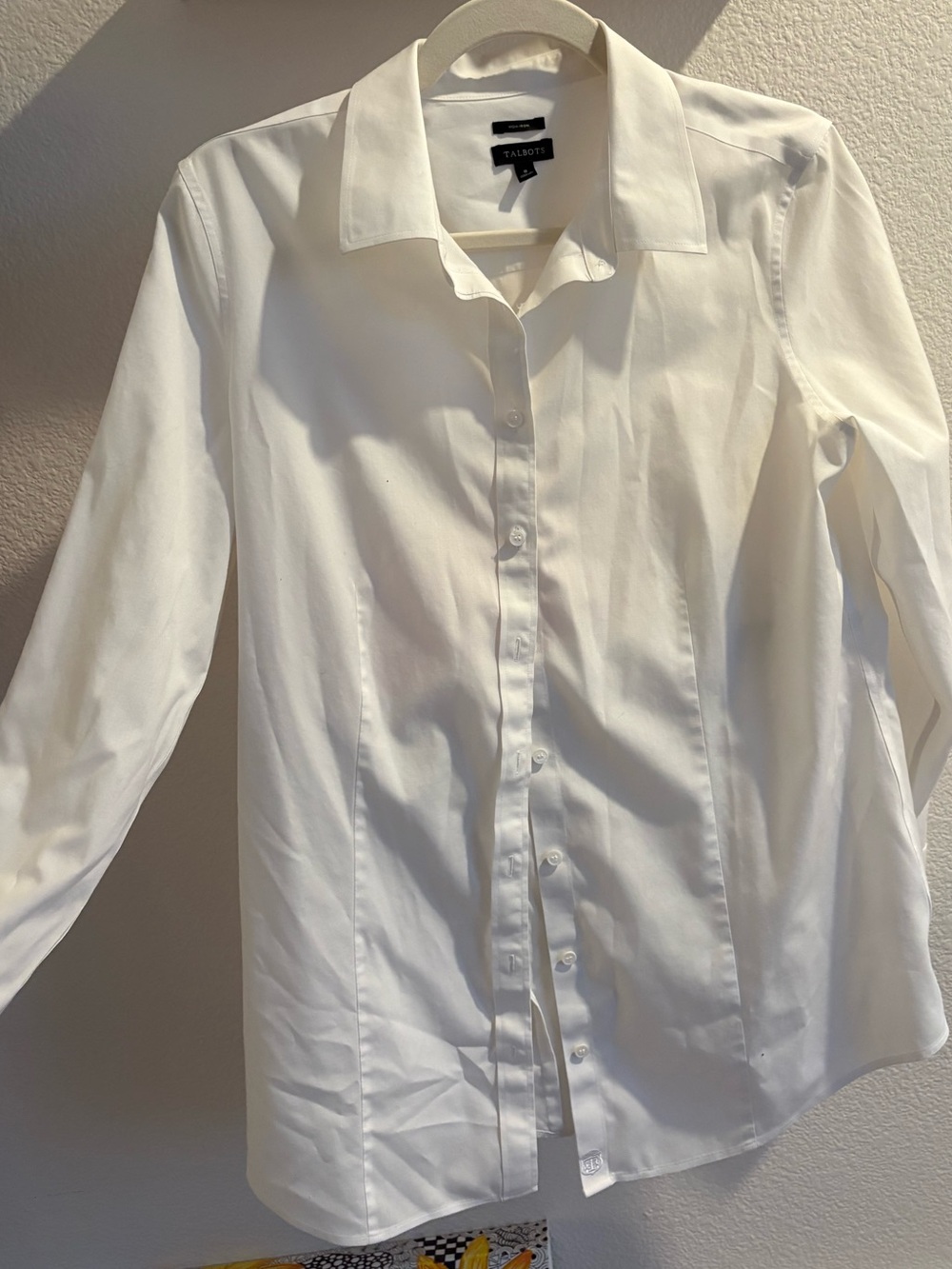 Talbots White Long-Sleeve Button-Up Shirt